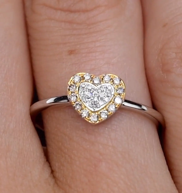 Stellato Collection Halo Diamond Heart Ring 0.16ct in 9K White Gold SIZES AVAILABLE K M